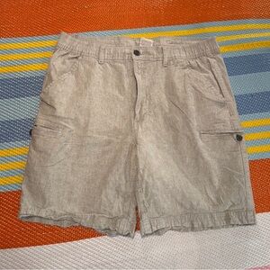 St. John's Bay Light Grey Linen Cargo Shorts Men’s Size 36
